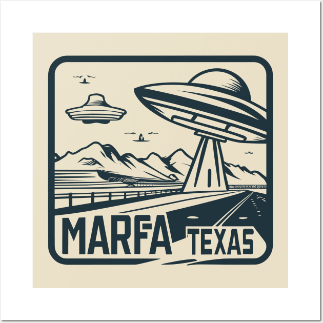 Vintage Marfa Texas UFO Art - Timeless Extraterrestrial Illustration Wall Art by TeeTrendz